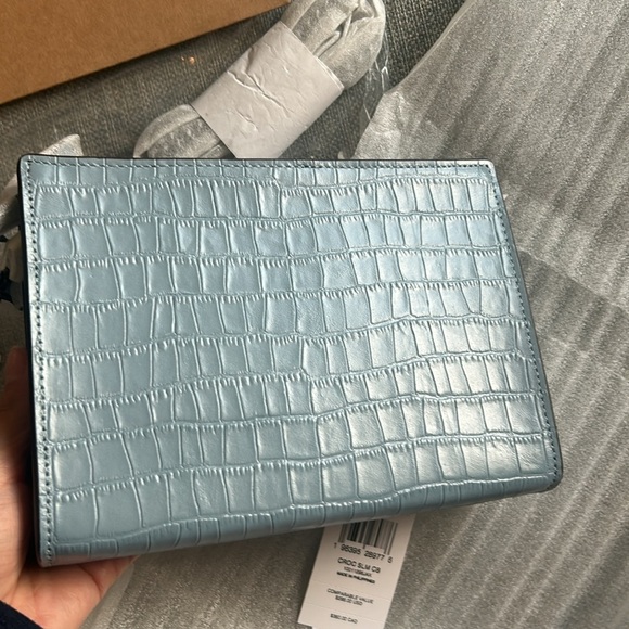 Coach Klare Crocodile Embossed Leather Crossbody Bag in Cornflower Blue - Picture 7 of 11